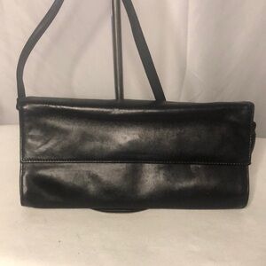 PRESTON & YORK vintage black buttery soft leather handbag. Detachable straps.